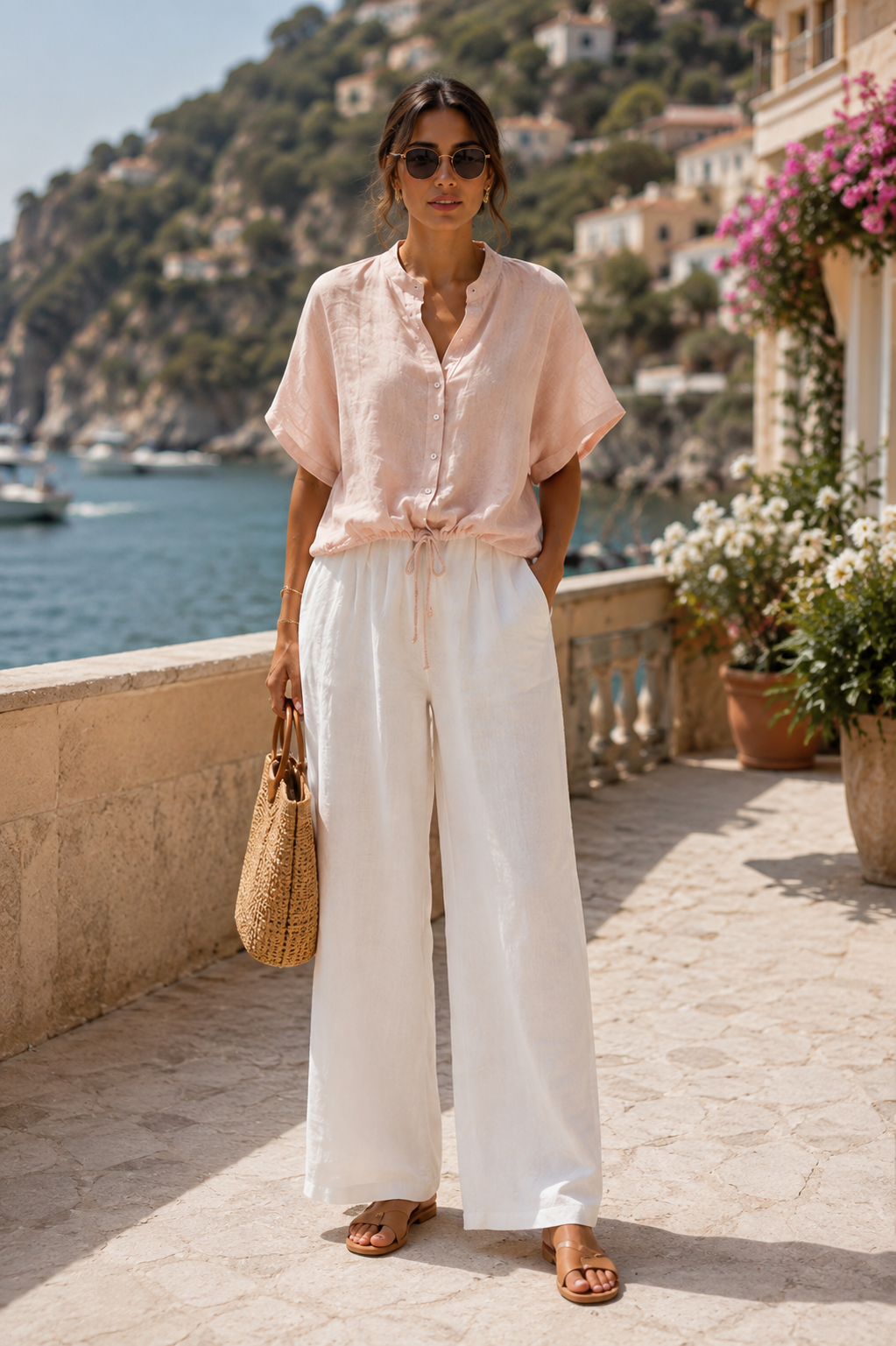 Handcrafted Italian Design 100% Linen 2 piece set for Women