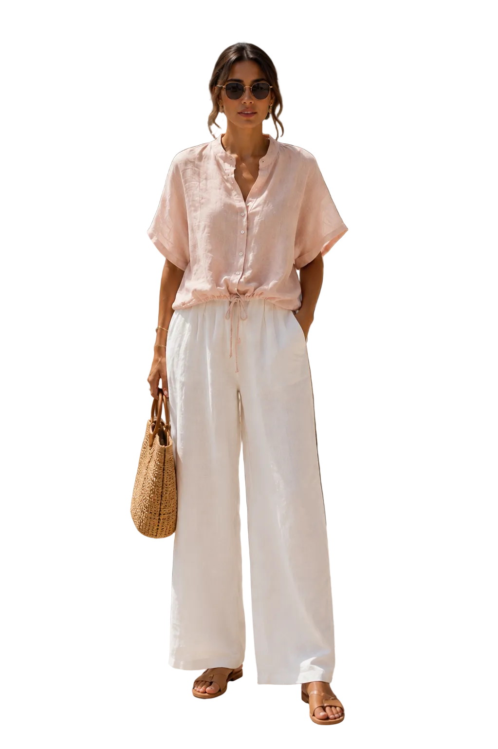 Handcrafted Italian Design 100% Linen 2 piece set for Women