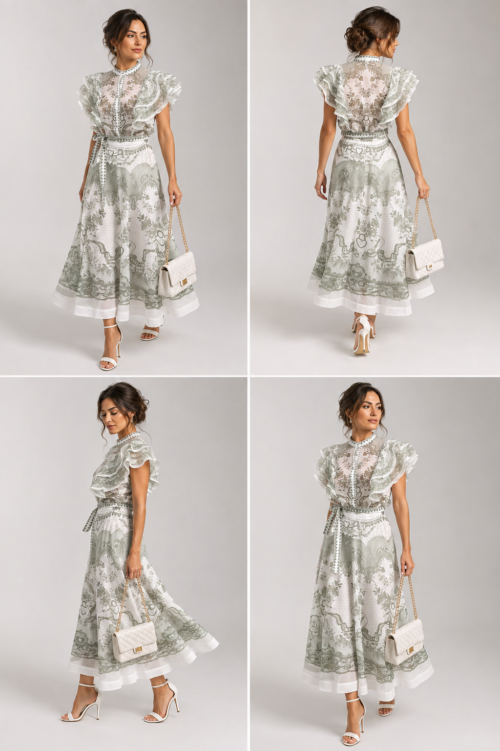 Italian design Floral Skirt & Top Two-Piece Set