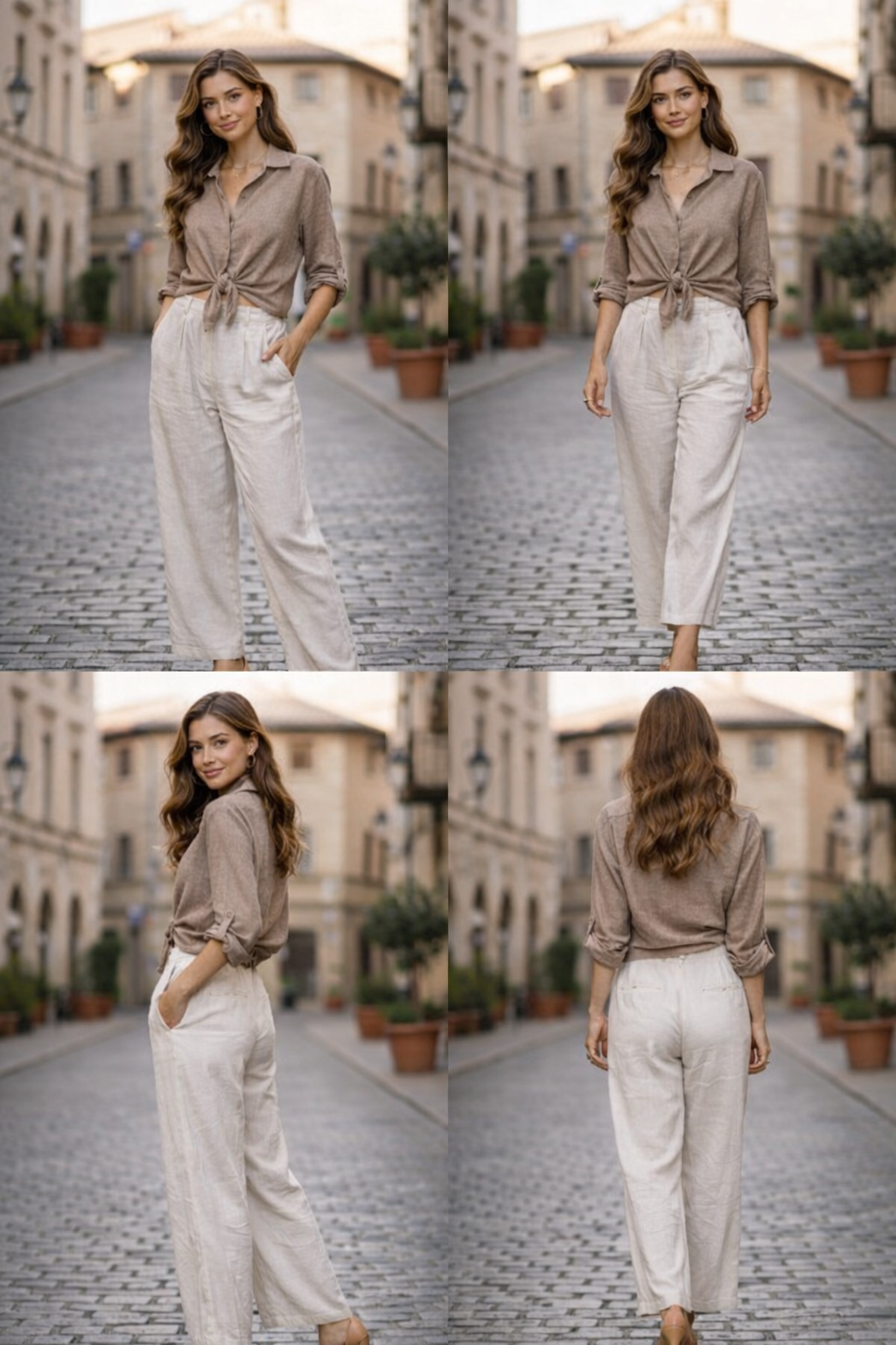 Italian Collection Pure Linen Button-Down Blouse