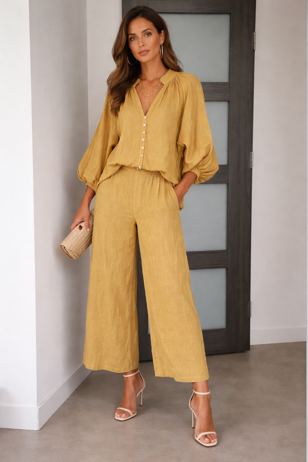 Italian design keeps you cool and comfort linen outfit set