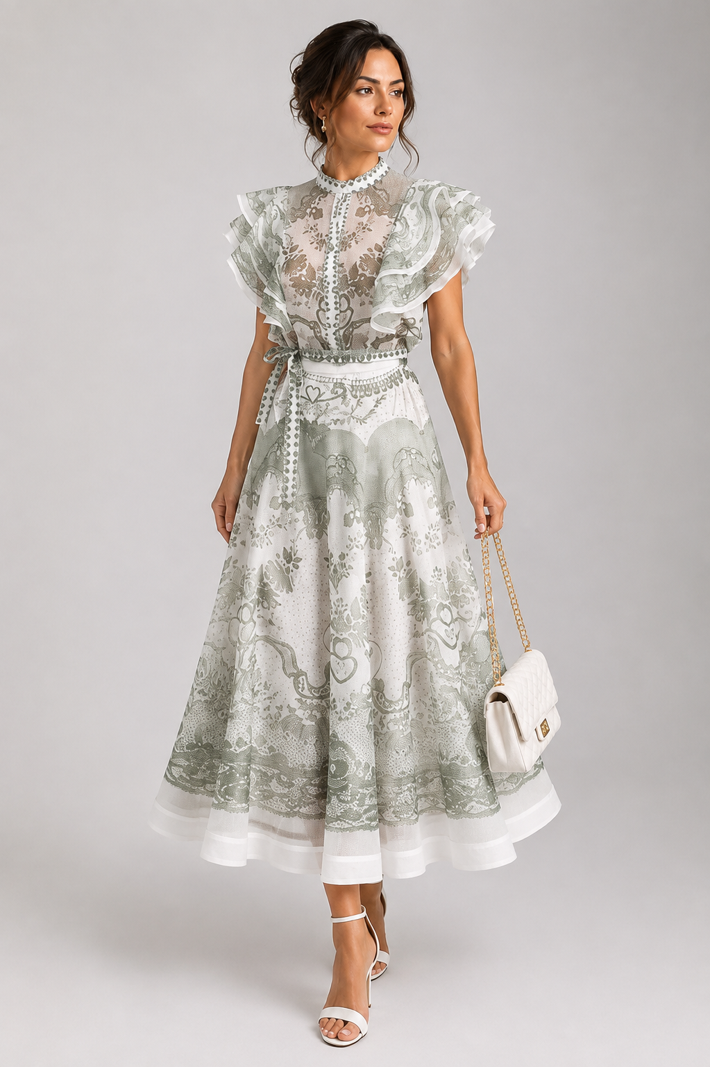 Italian design Floral Skirt & Top Two-Piece Set