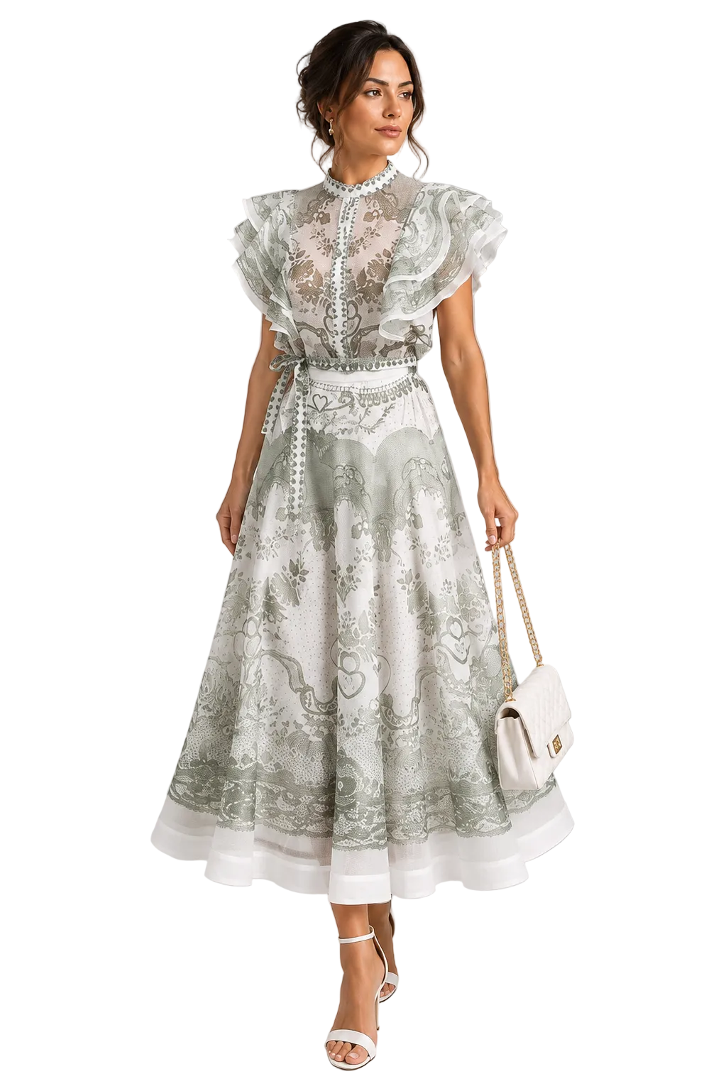 Italian design Floral Skirt & Top Two-Piece Set