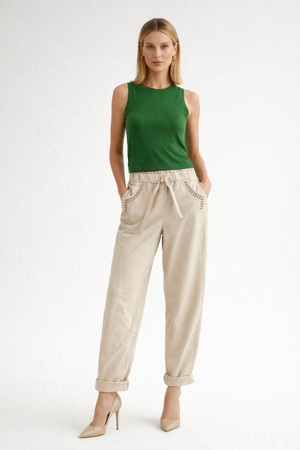 Italian collection BARREL PANTS GABARDINE