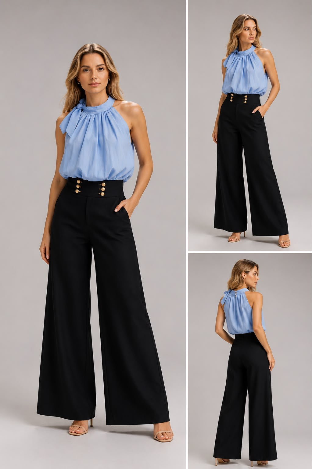 Elegant wide leg denim pants