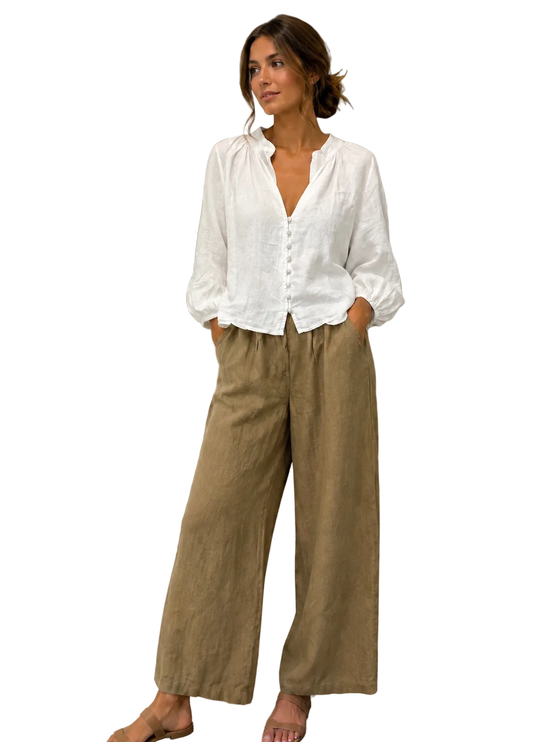 Elegant Italian 100% Pure Linen Two-Piece Set