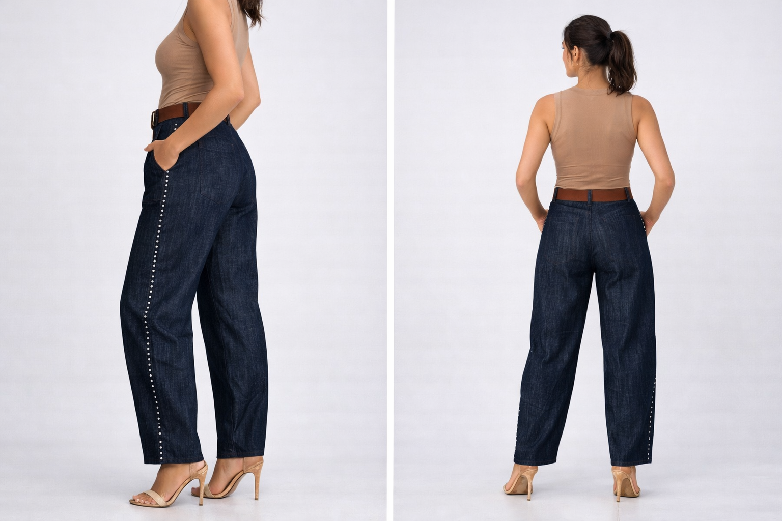 Elegant and luxury Italian collection jeans barrel pants