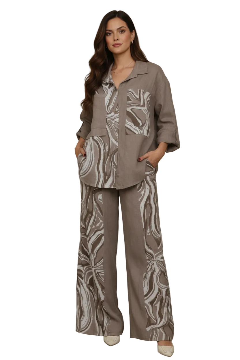Italian Design Linen Wide Leg Set