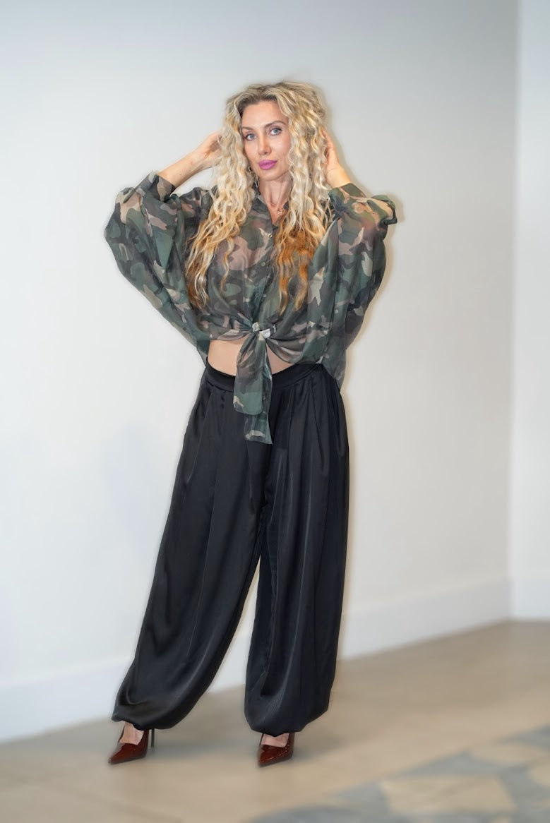 Stamp Print Shirt & Aladdin Pants Set | Italian Collection