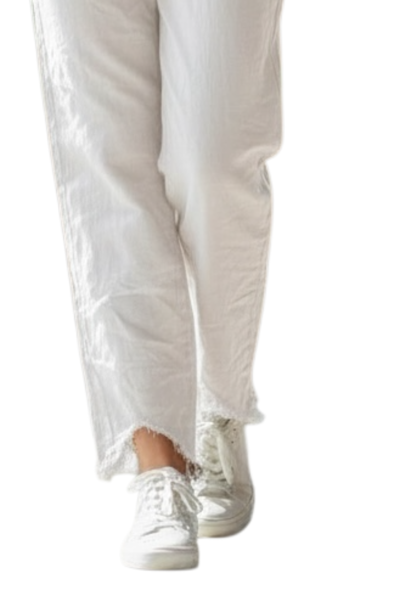 White pants and sneakers on a white background