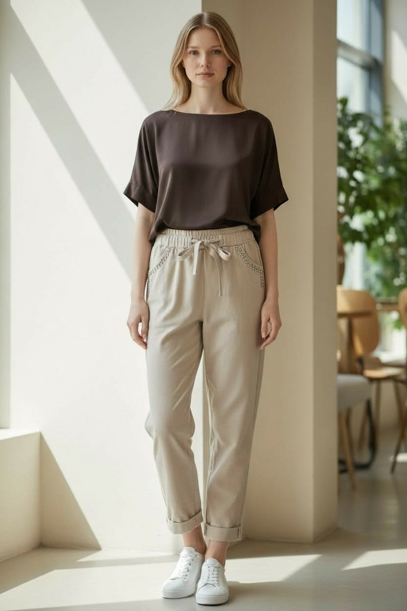 BARREL PANTS GABARDINE