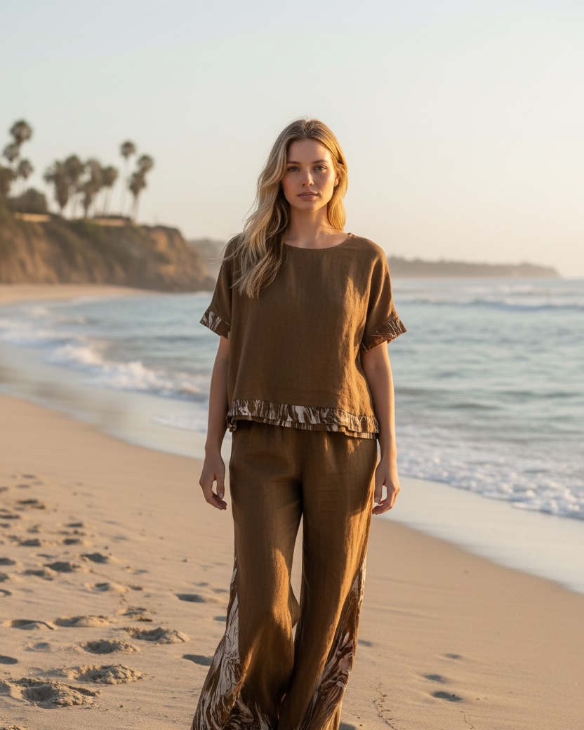 Italian collection 100% linen set flattering fits and comfort