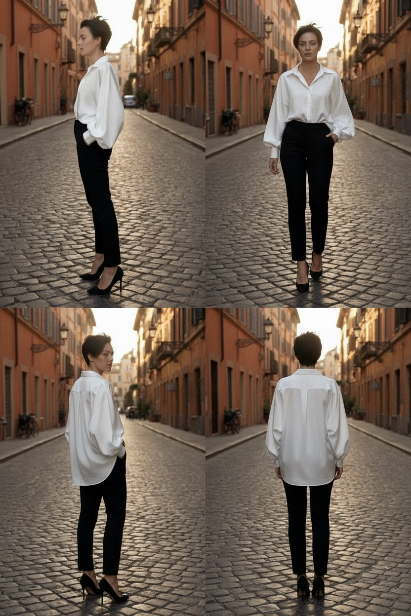Italian collection 100% satin button down blouse