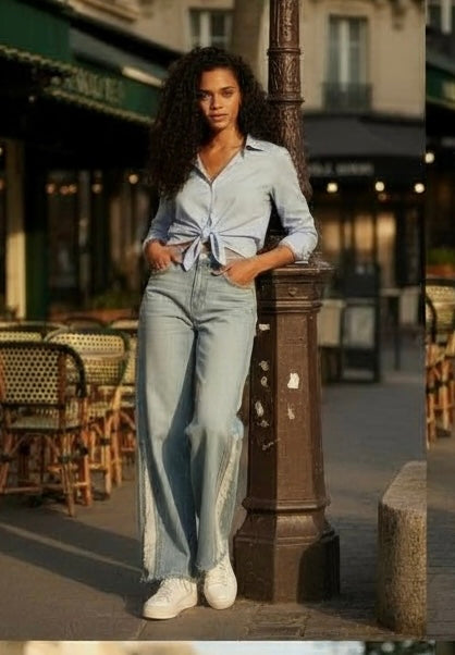 Effortless designed wide leg slim fit jeans