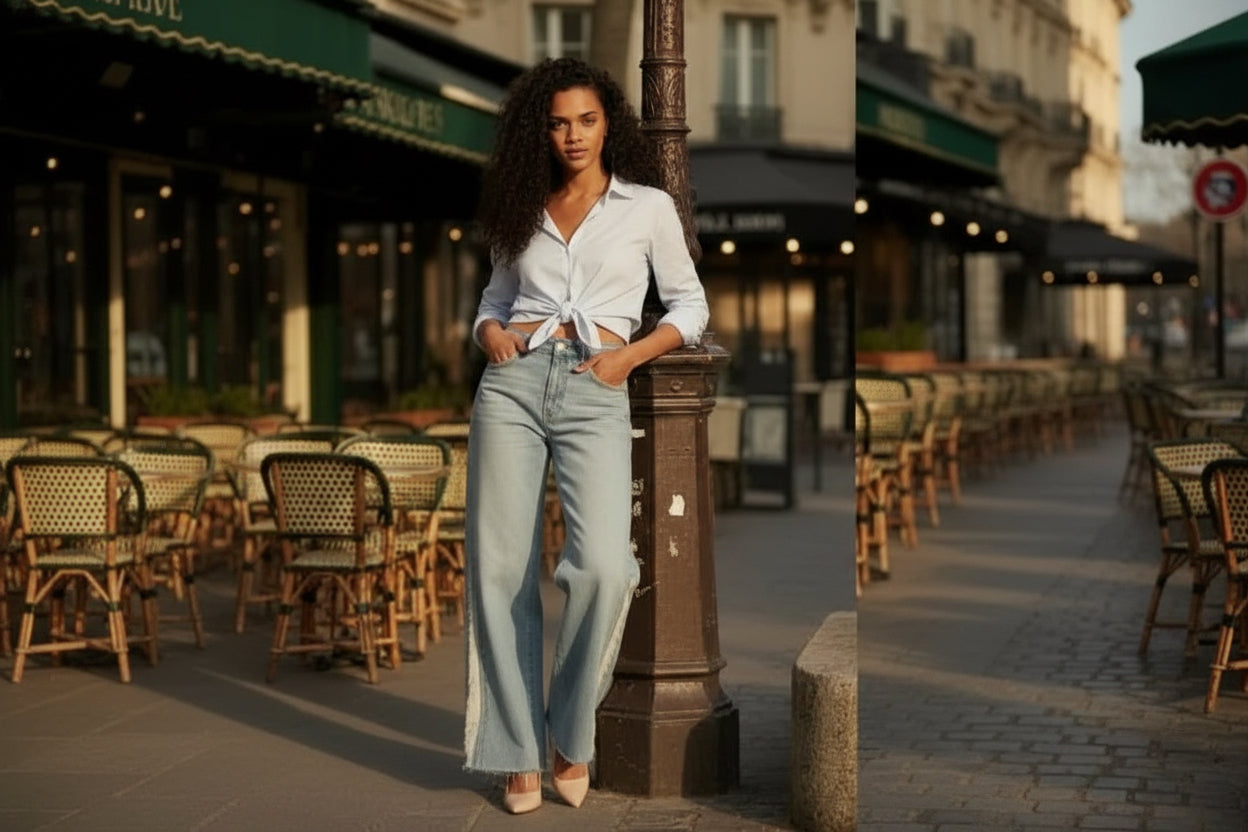 Effortless designed wide leg jeans