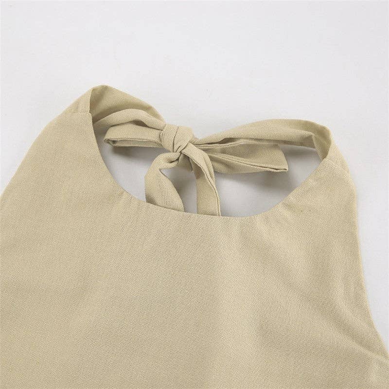 Khaki Loose Halter Maxi Dress