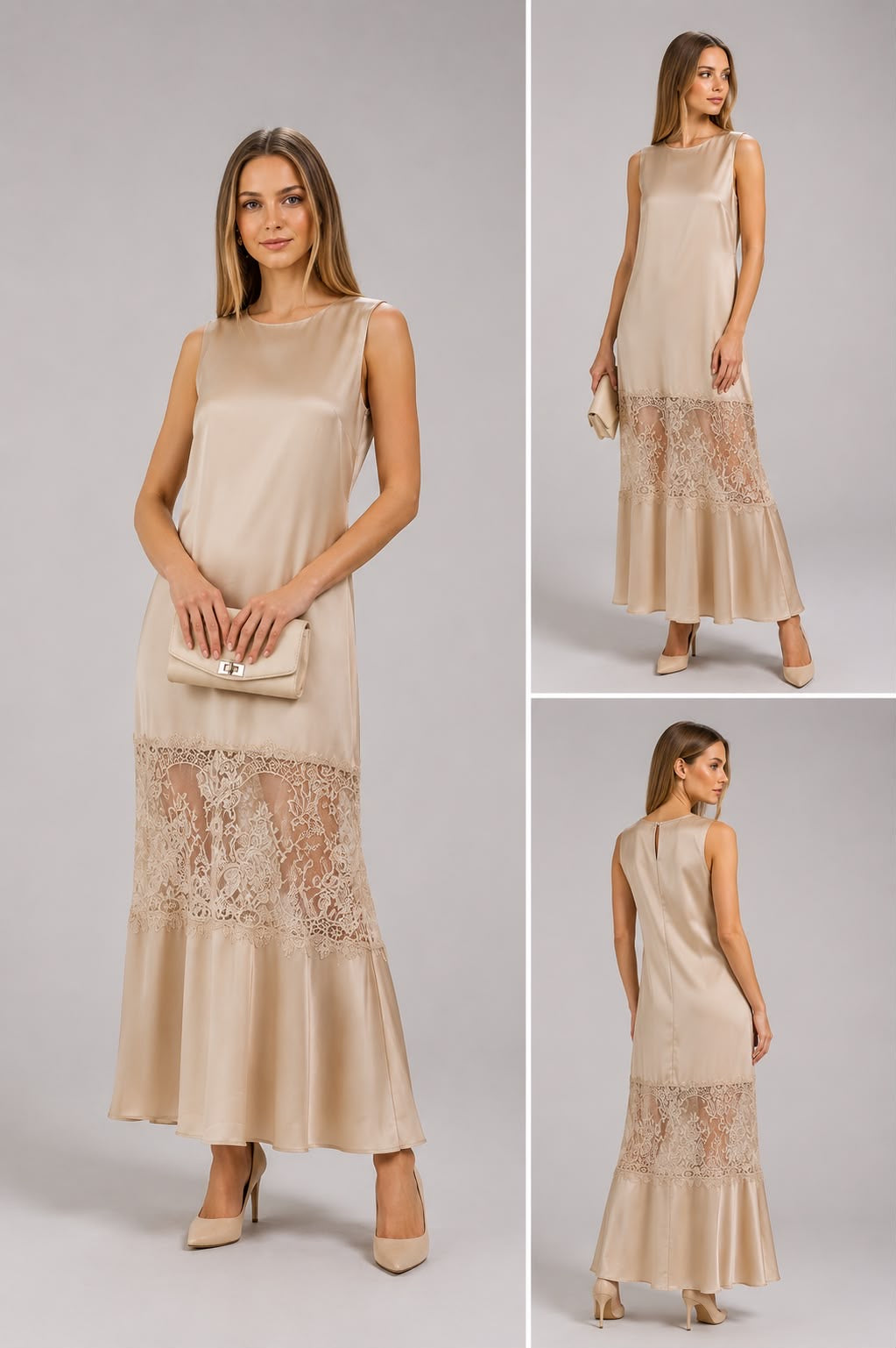 Italian design elegant satin maxi Dress