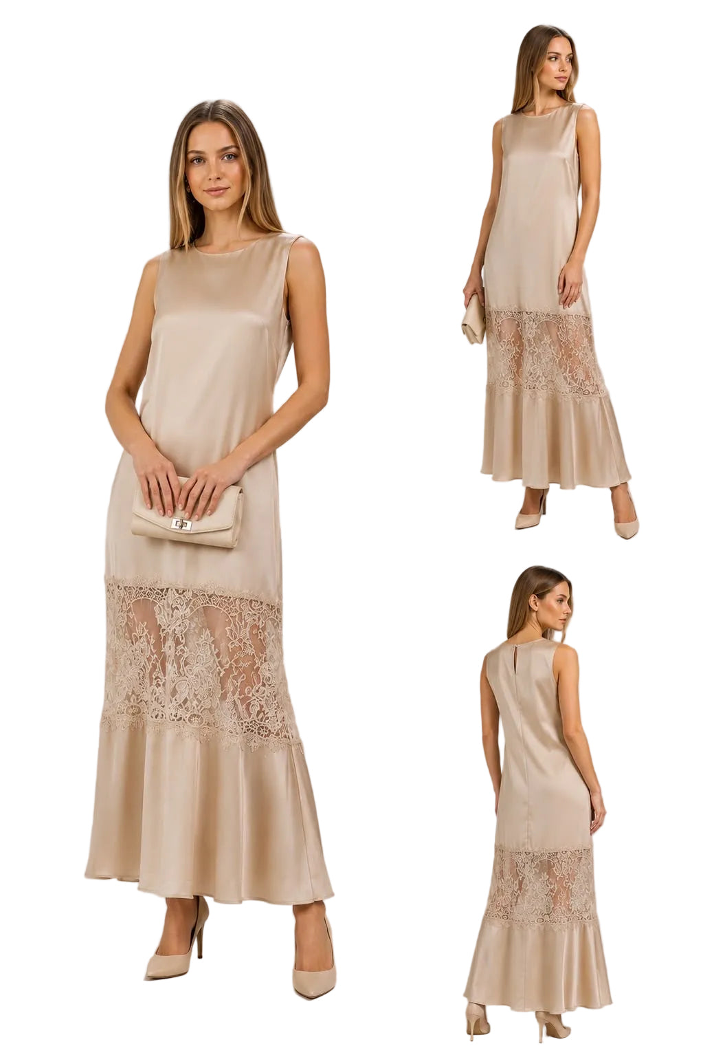 Italian design elegant satin maxi Dress