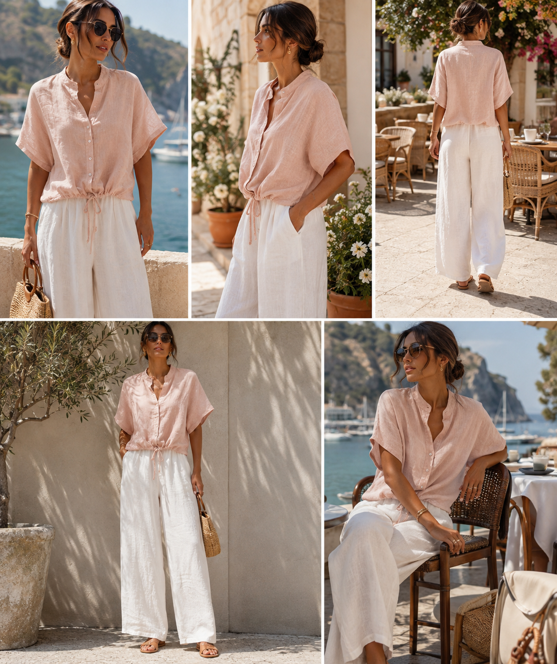 Handcrafted Italian Design 100%  Linen 2 piece set for Women
