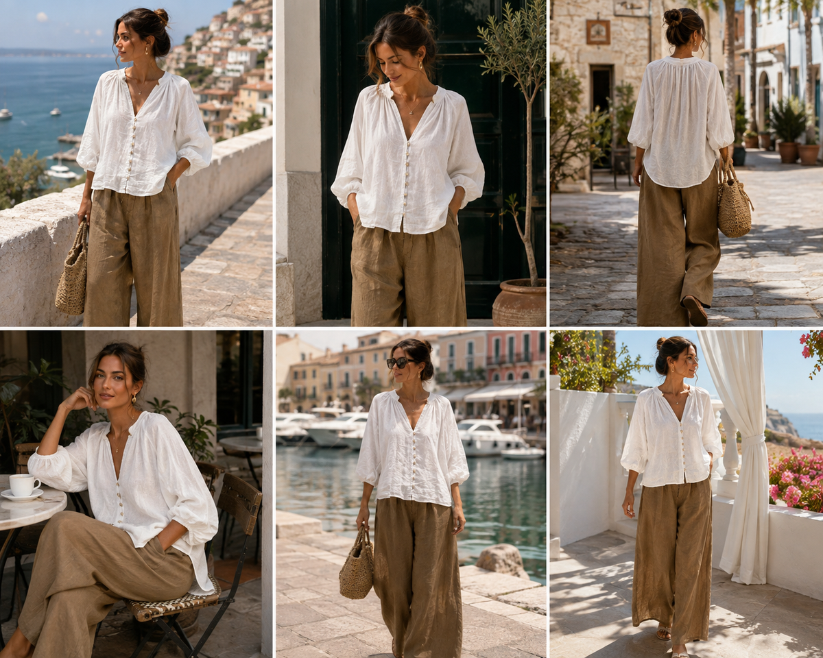 Elegant Italian 100% Pure Linen 2 piece set