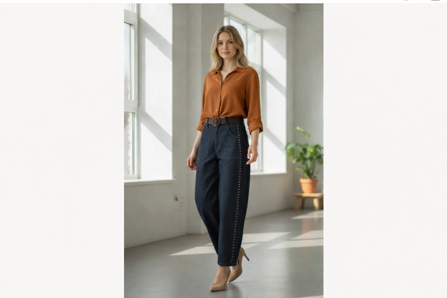 Elegant and luxuryItalian collection jeans barrel pants