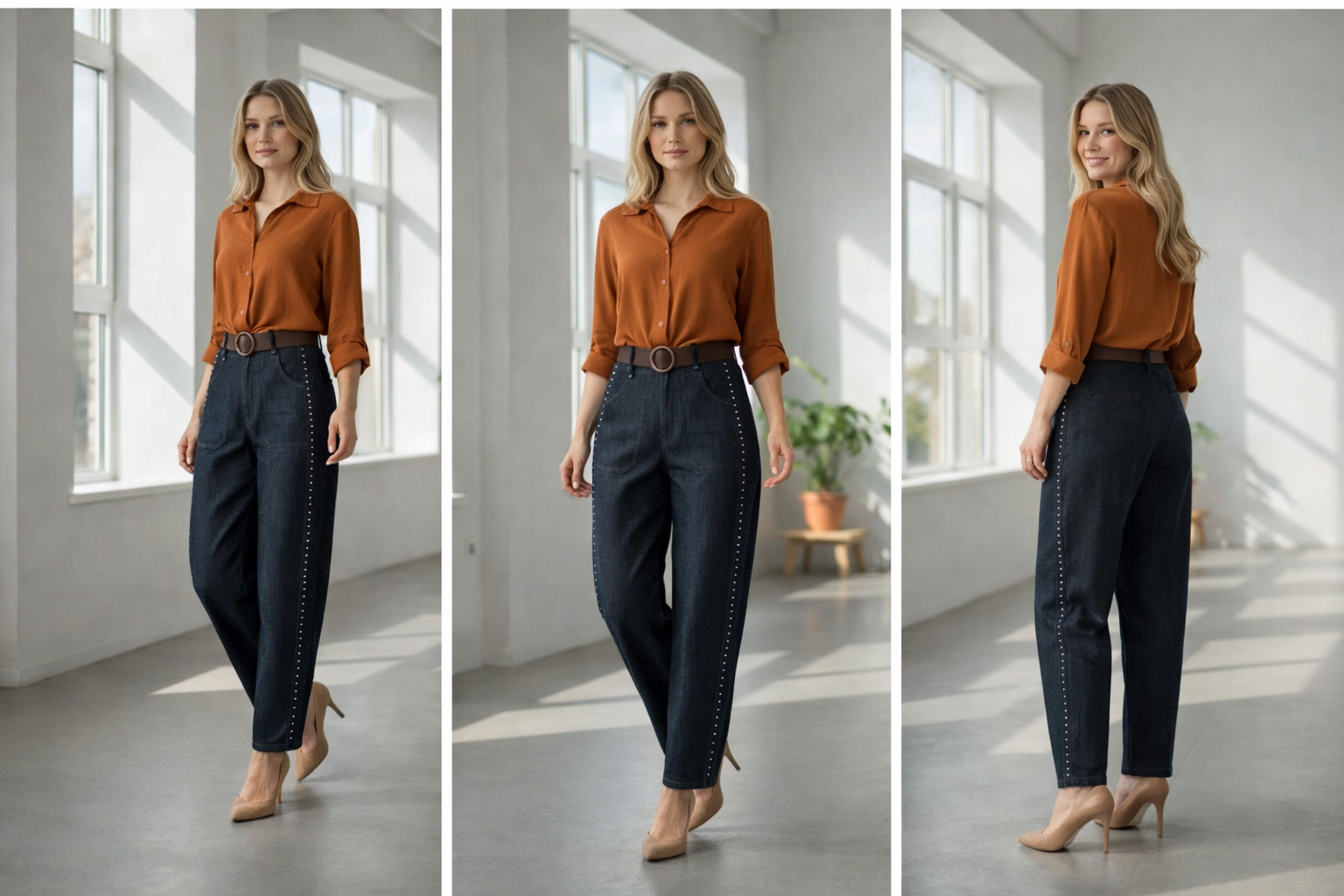 Elegant and luxuryItalian collection jeans barrel pants