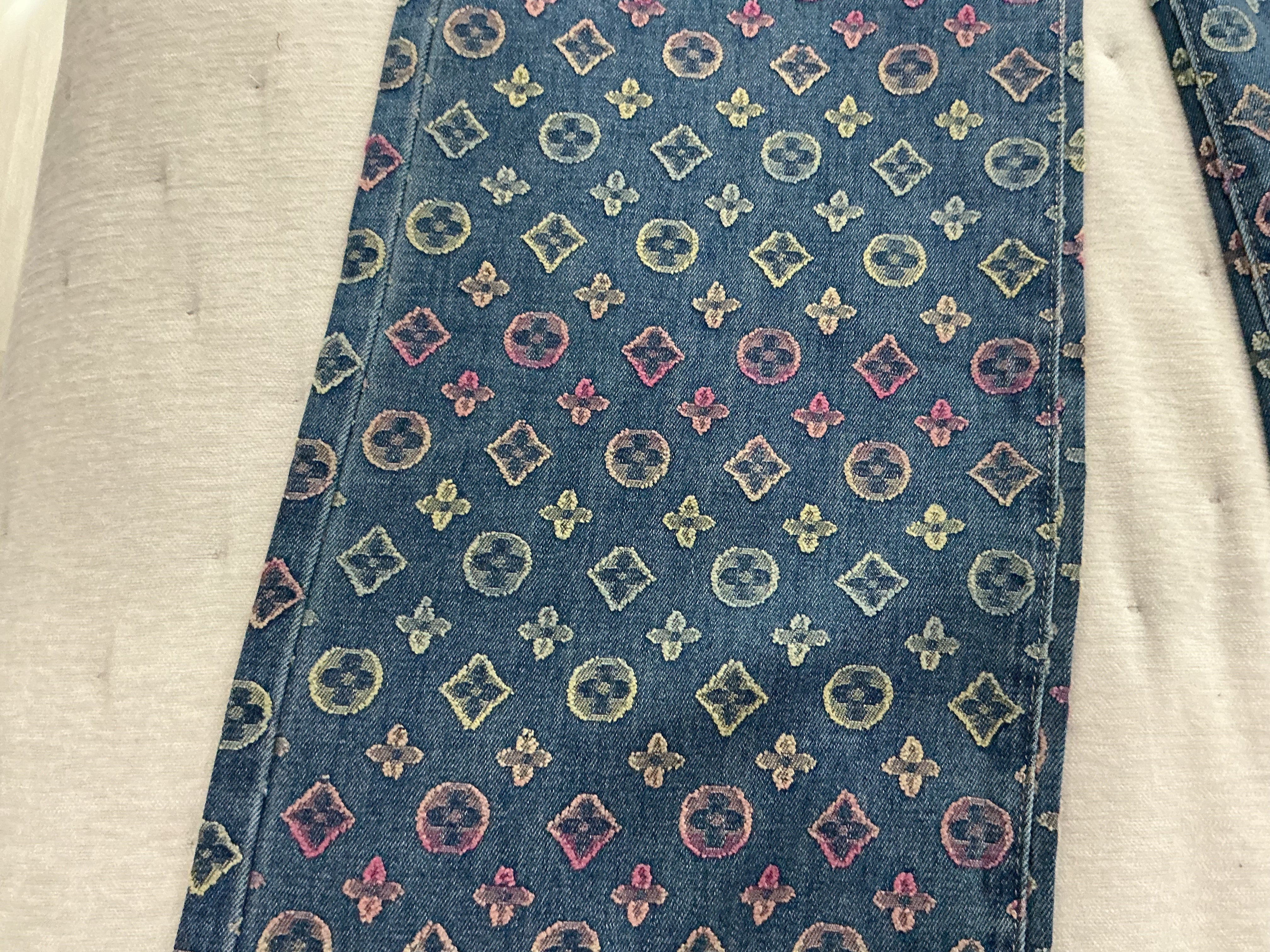 Design printed luxurious wide-leg slim waist jeans