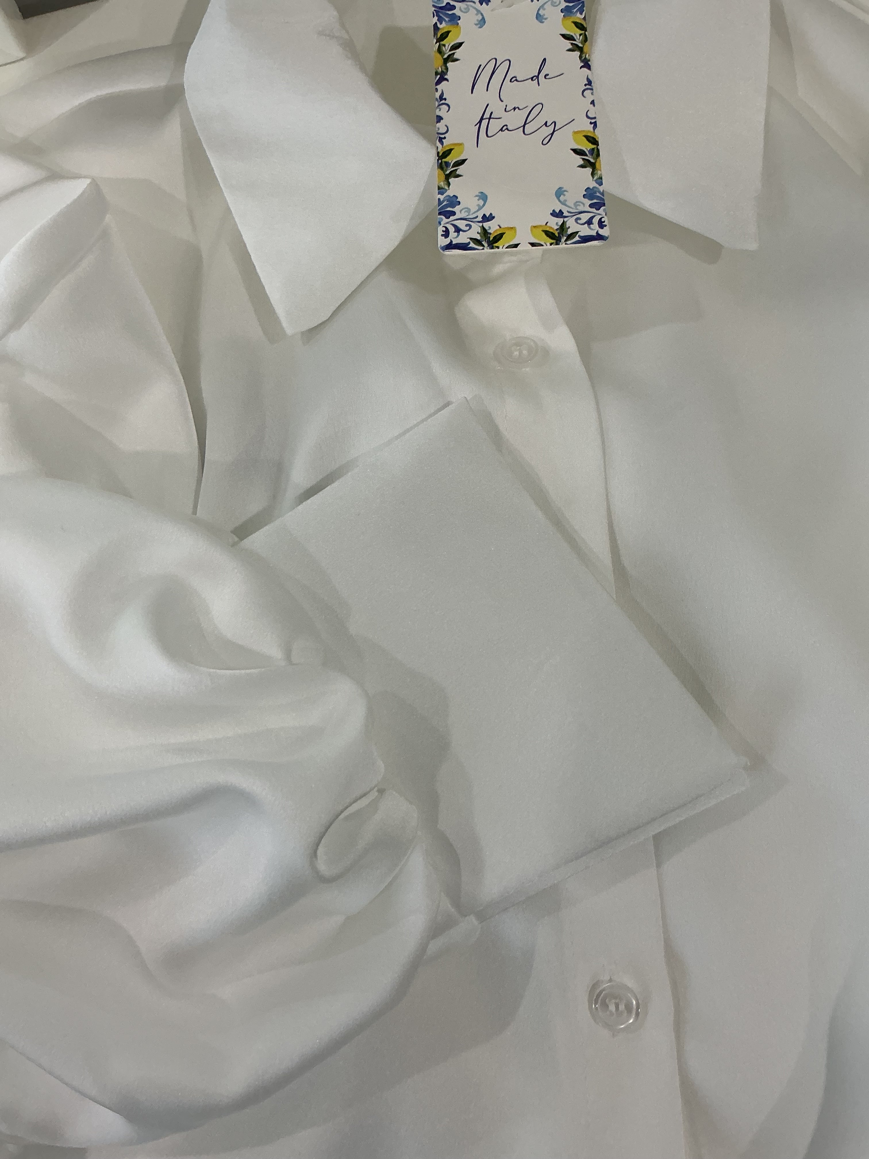 Italian Collection 100% Satin Button Down Blouse