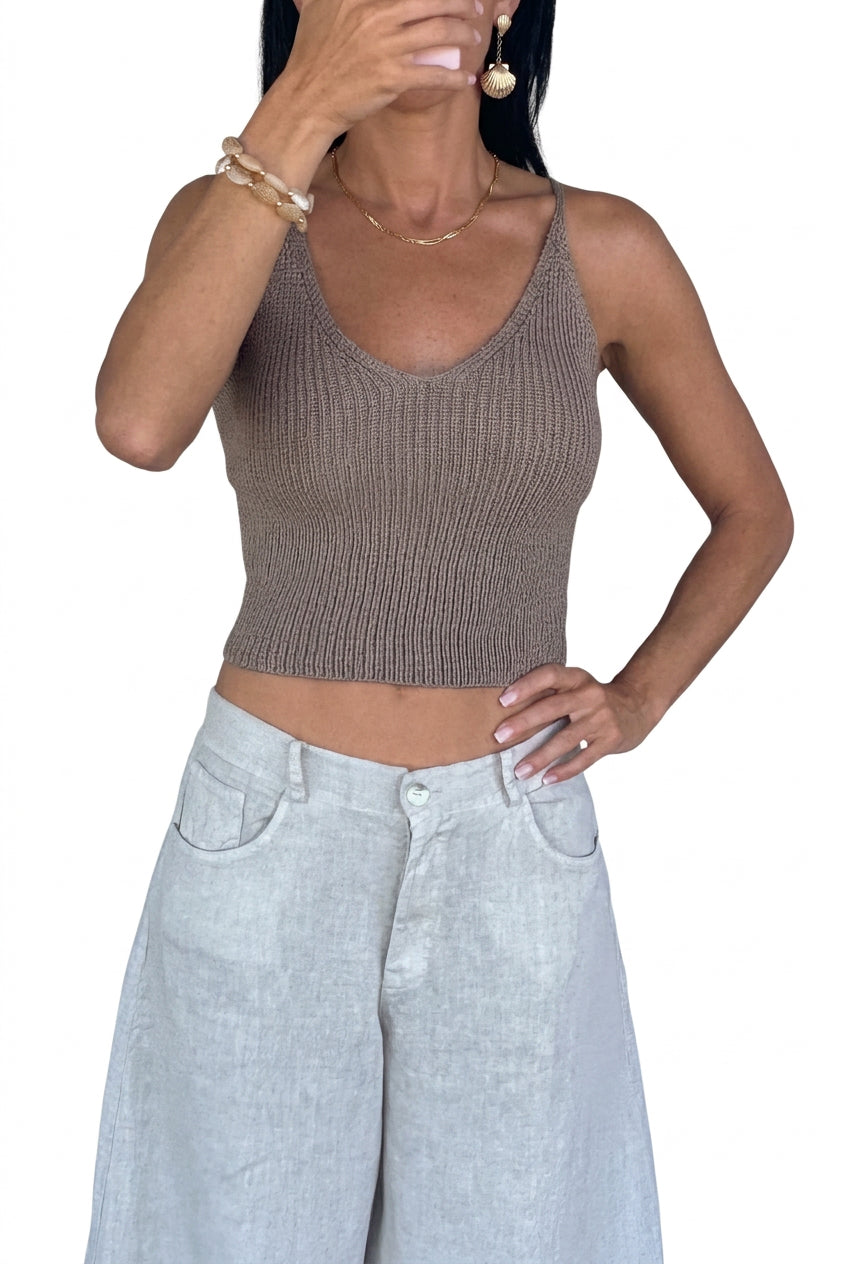 Italian Designs Ribbed Knit Crop Top