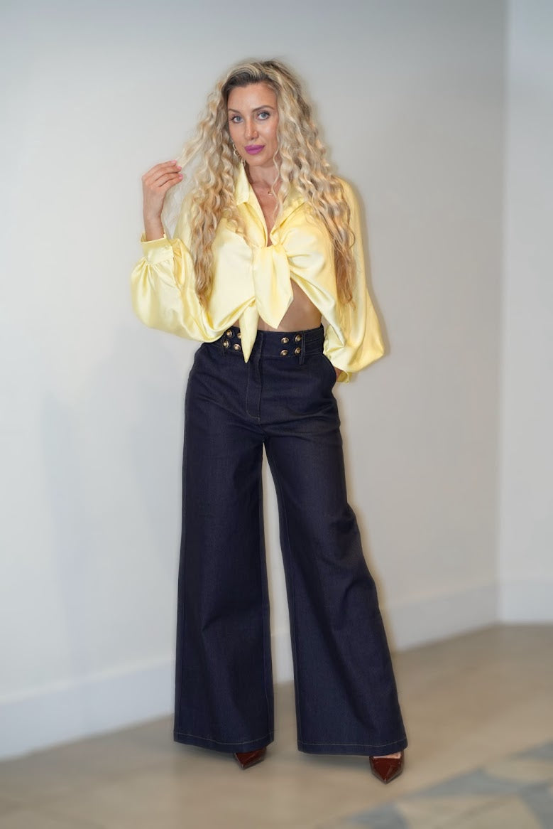 Elegant wide leg denim pants