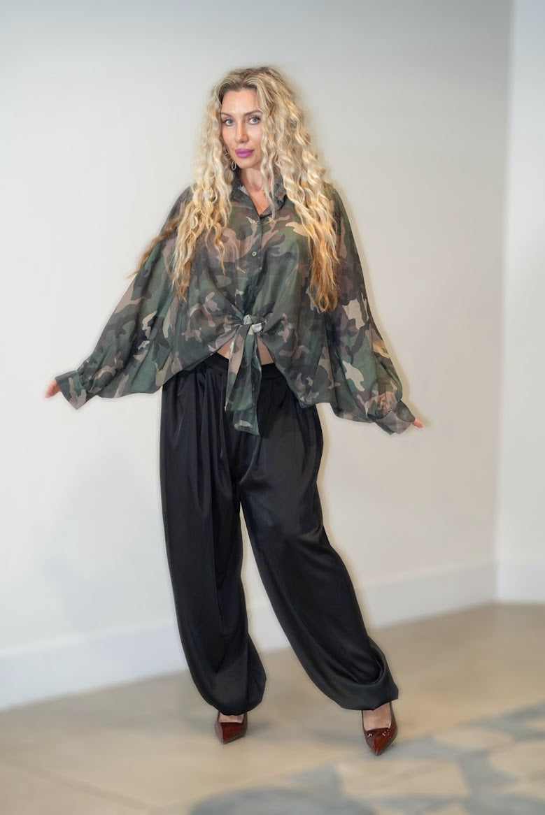 Stamp Print Shirt & Aladdin Pants Set | Italian Collection