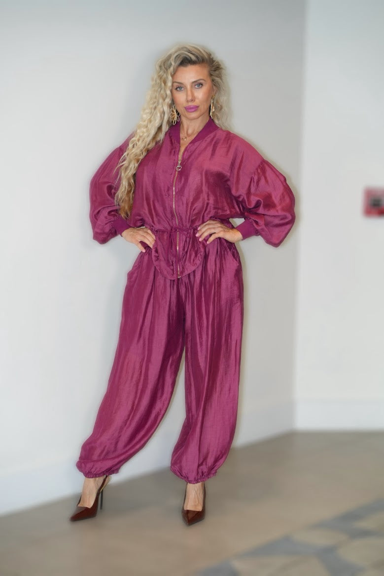 Tencel Jacket & Belted Pants Set
