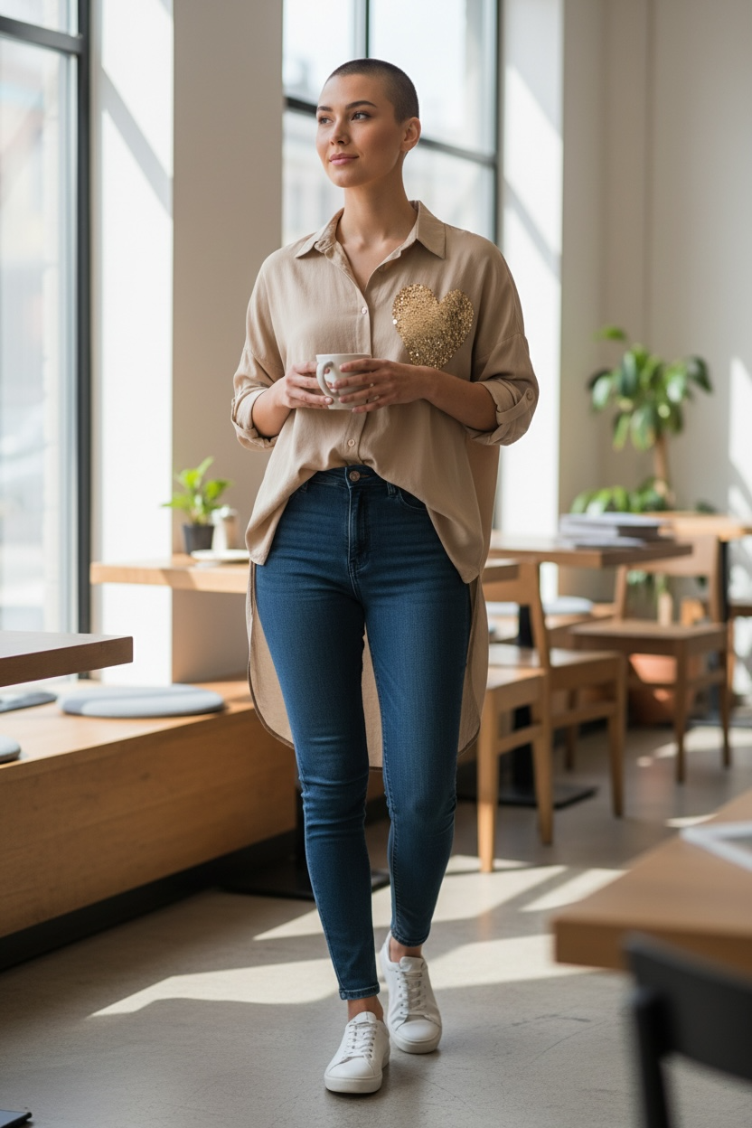 Italian collection loose fit HEART  top