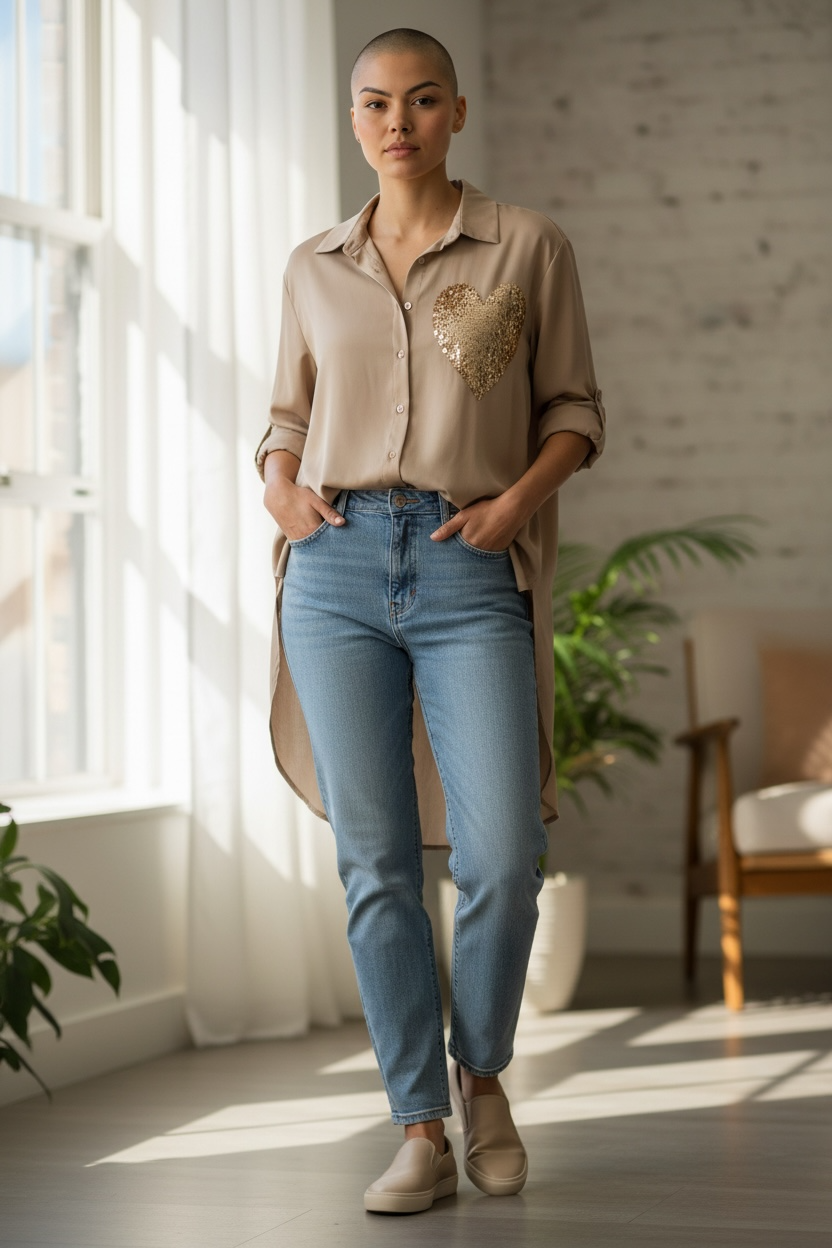 Italian collection loose fit HEART  top