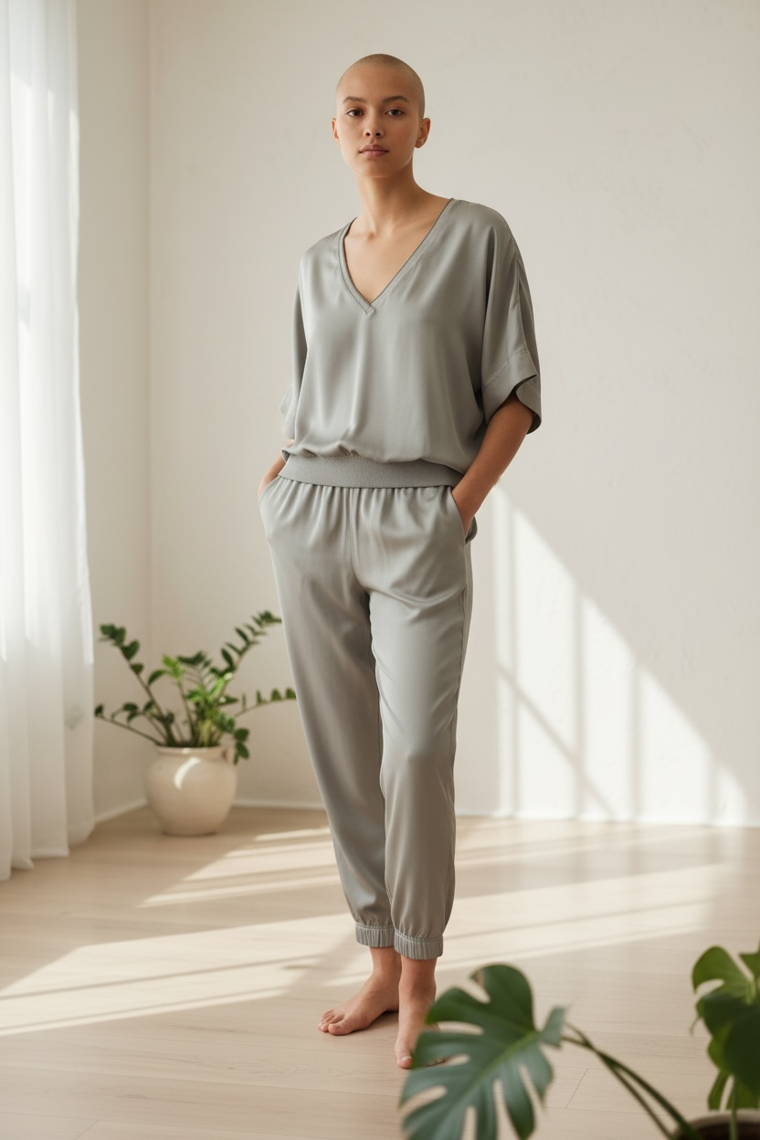 SATIN BLOUSE LUREX NECK