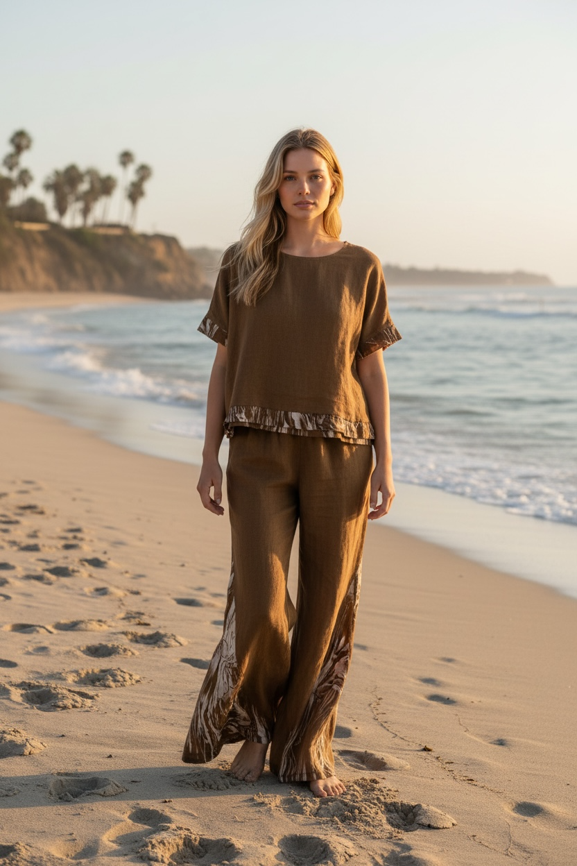 Italian collection 100% linen set flattering fits and comfort