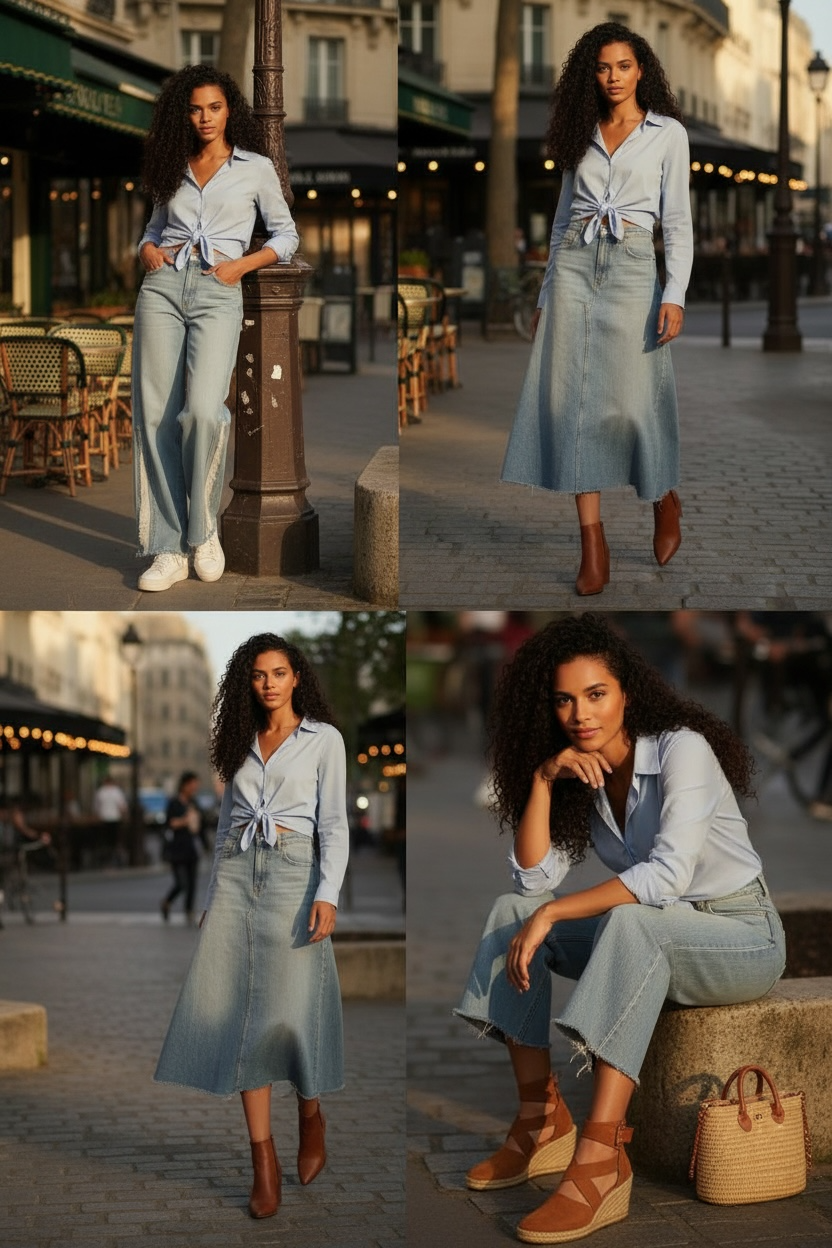 Effortless designed wide leg slim fit jeans