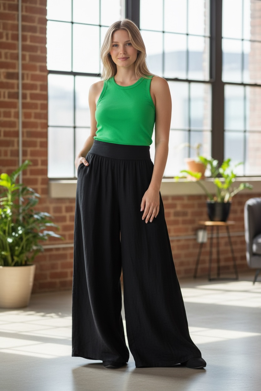 Italian luxury crafted silk oversized wide leg pants