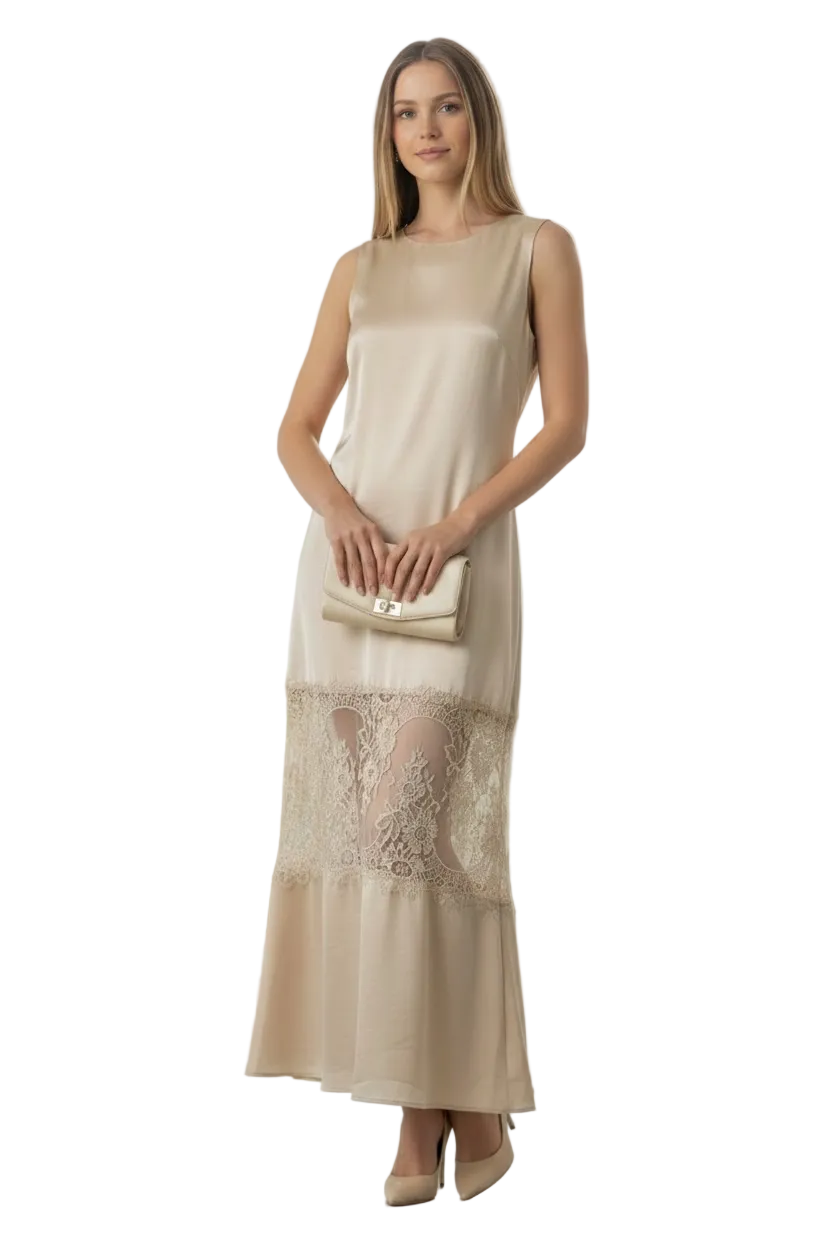 Italian design elegant satin maxi Dress