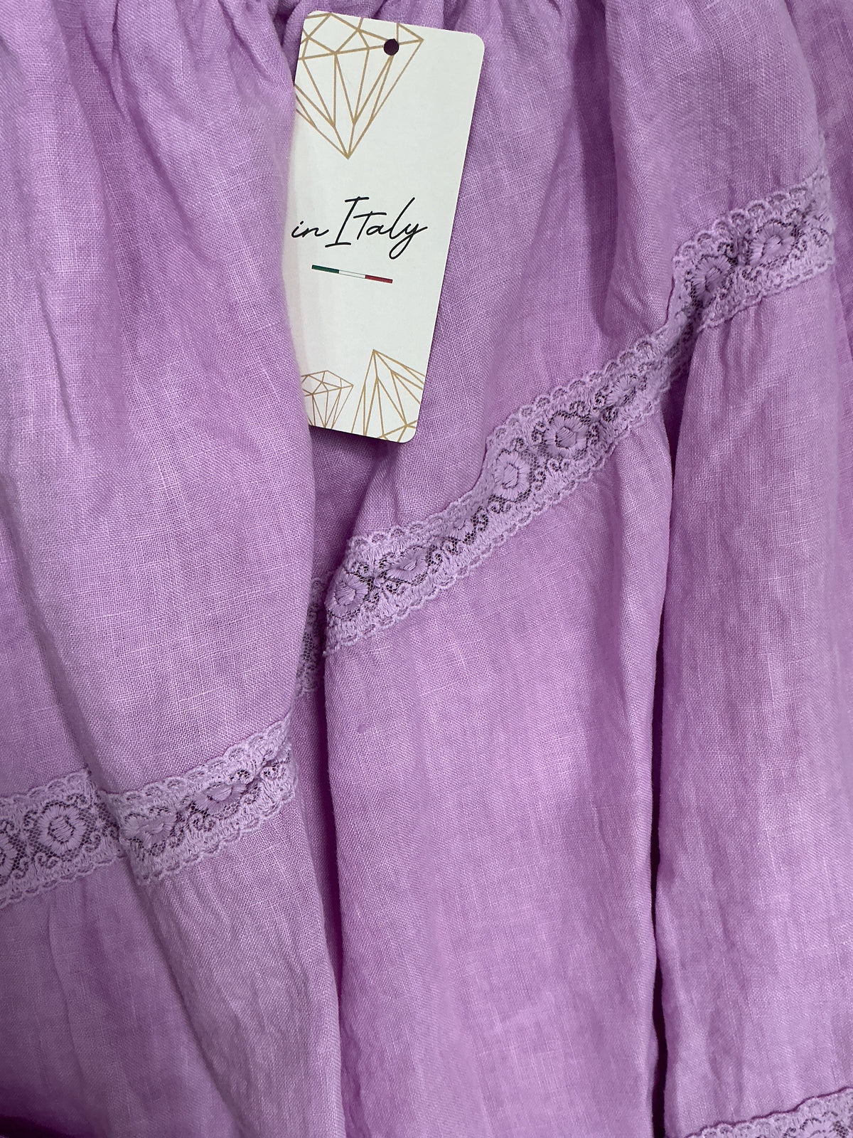 Italian 100%Linen Maxi Dress – Wrinkle-Free  Dress | White & Purple