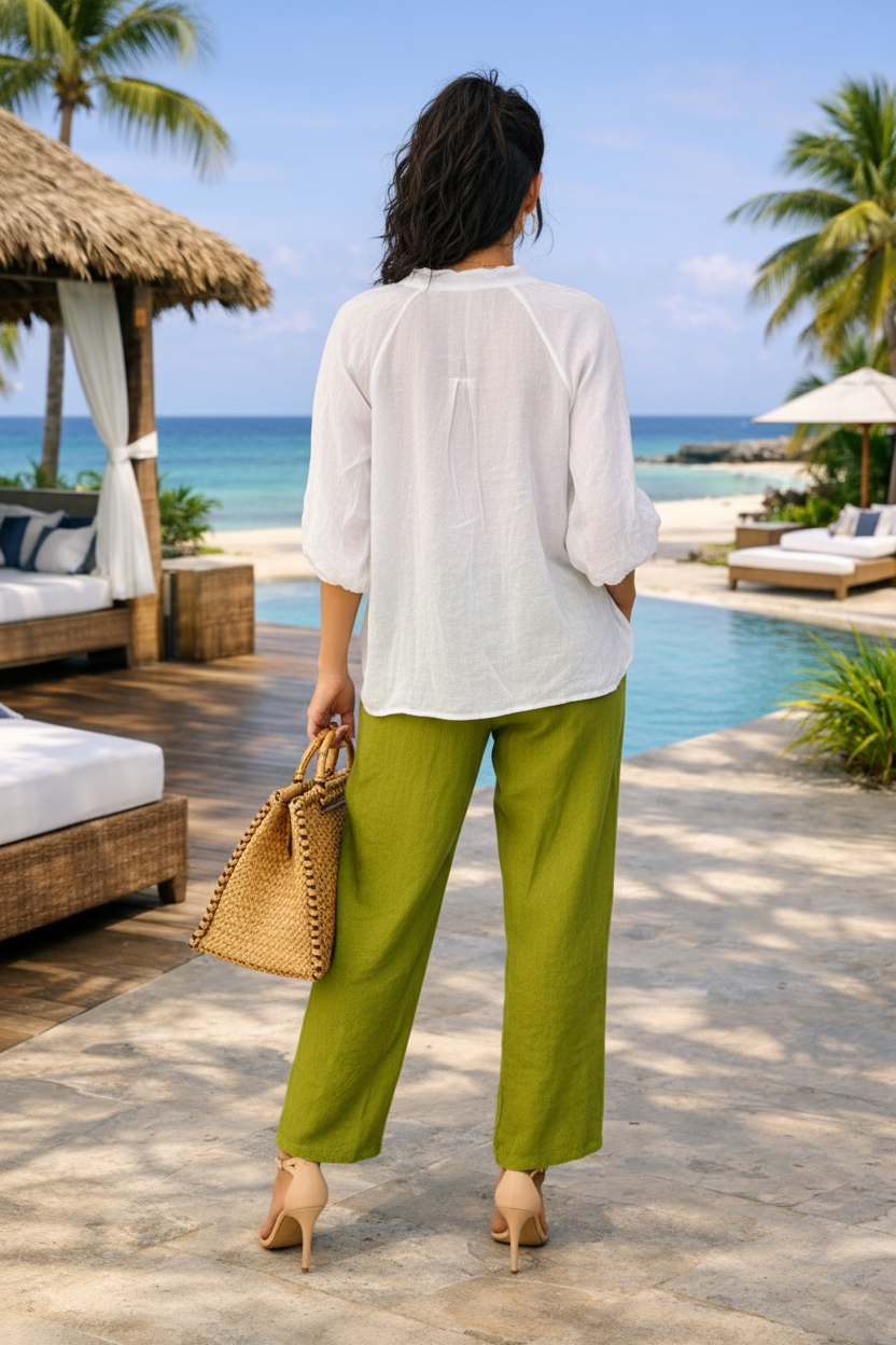 Elegant Italian 100% Pure Linen Top